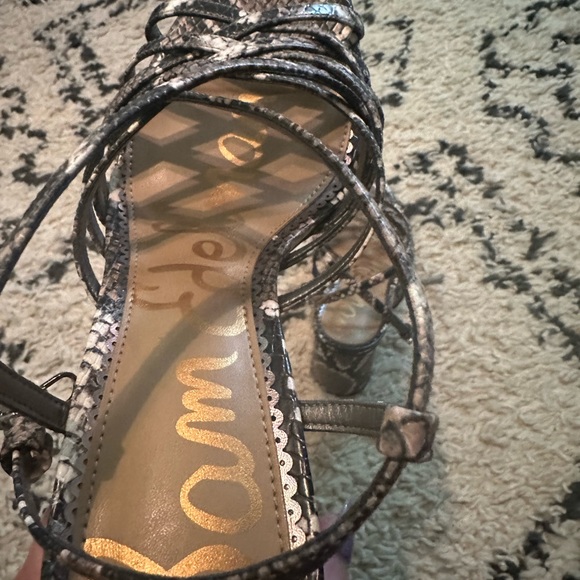 Sam Edelman Daffodil Snake Print Strappy Block Heels - Sz 8 - Picture 5 of 16